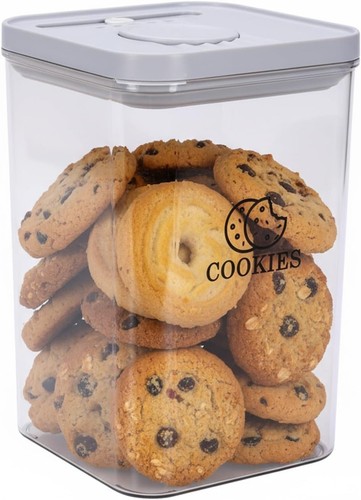 Biscuit tin with sealed - with, lid