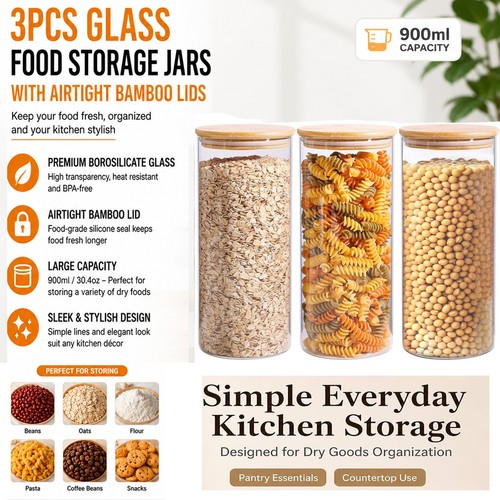 3pcs glass food - 3pcs, storage